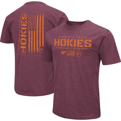 Men's Colosseum Heather Maroon Virginia Tech Hokies OHT Military Appreciation Flag 2.0 T-Shirt