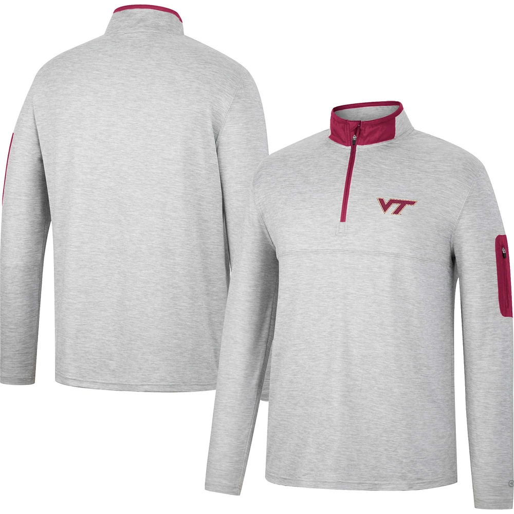 Colosseum Heathered Grey/Maroon Virginia Tech Hokies Country Club Windshirt Quarter-Zip Jacket