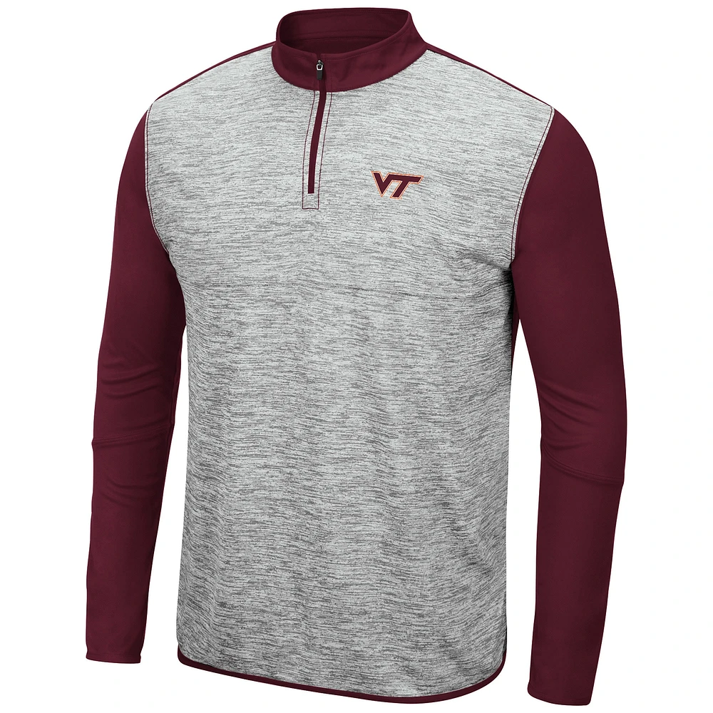 Men's Colosseum Heathered Gray/Maroon Virginia Tech Hokies Prospect Quarter-Zip Jacket