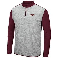 Men's Colosseum Heathered Gray/Maroon Virginia Tech Hokies Prospect Quarter-Zip Jacket
