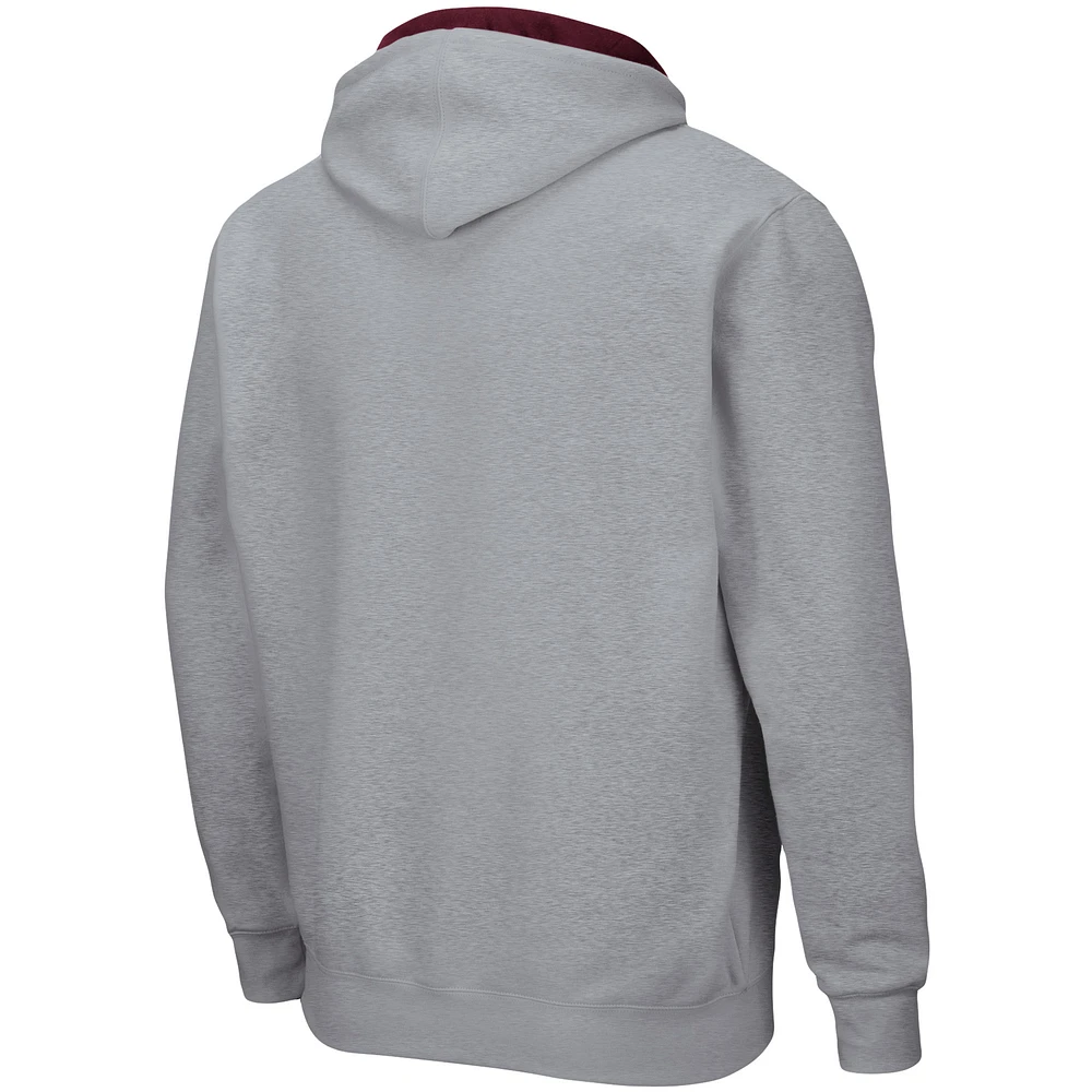 Men's Colosseum Heathered Gray Virginia Tech Hokies Arch & Logo 3.0 Full-Zip Hoodie