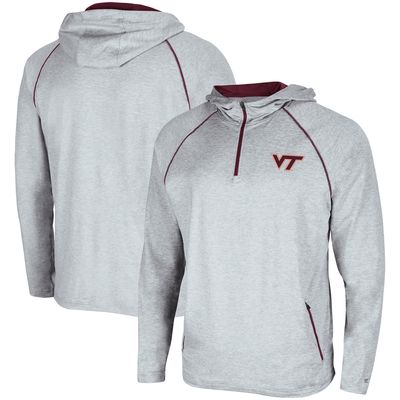 Men's Colosseum Heathered Gray Virginia Tech Hokies Timeline Raglan Quarter-Zip Hoodie