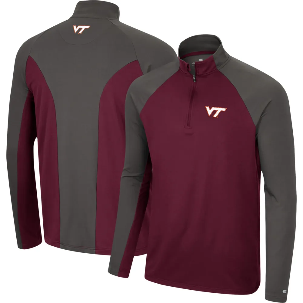 Men's Colosseum Maroon/Charcoal Virginia Tech Hokies Two Yutes Raglan Quarter-Zip Windshirt