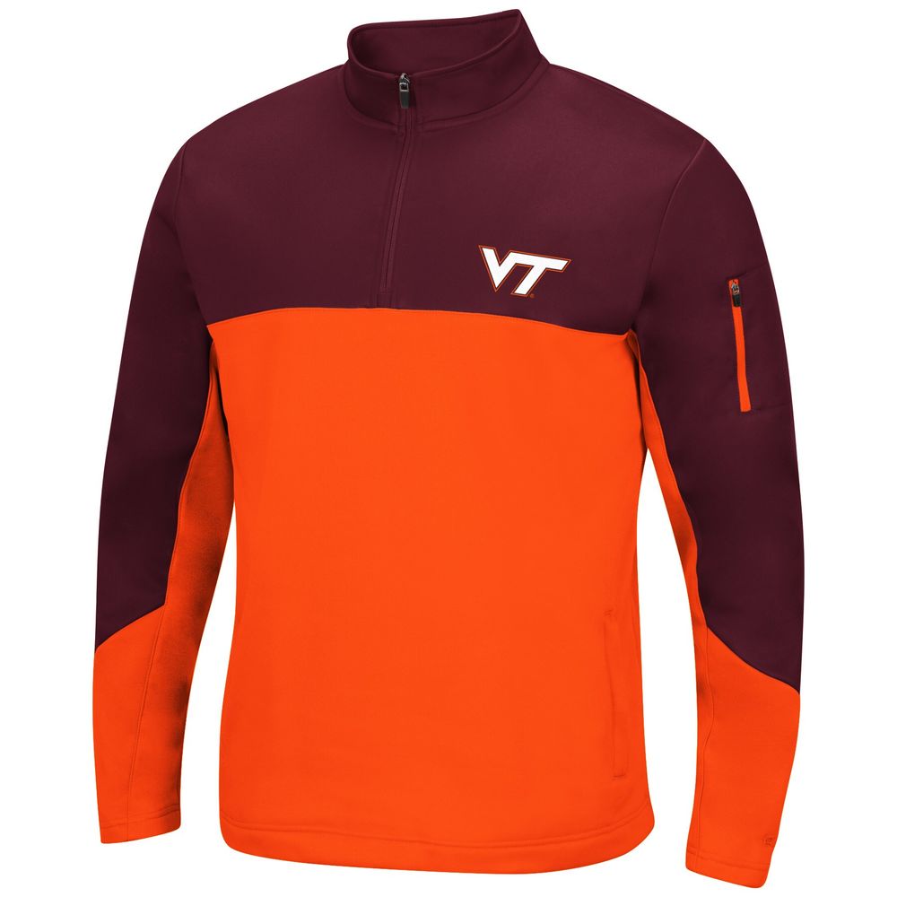 Men's Colosseum Maroon/Orange Virginia Tech Hokies Triple Dog Dare Quarter-Zip Jacket