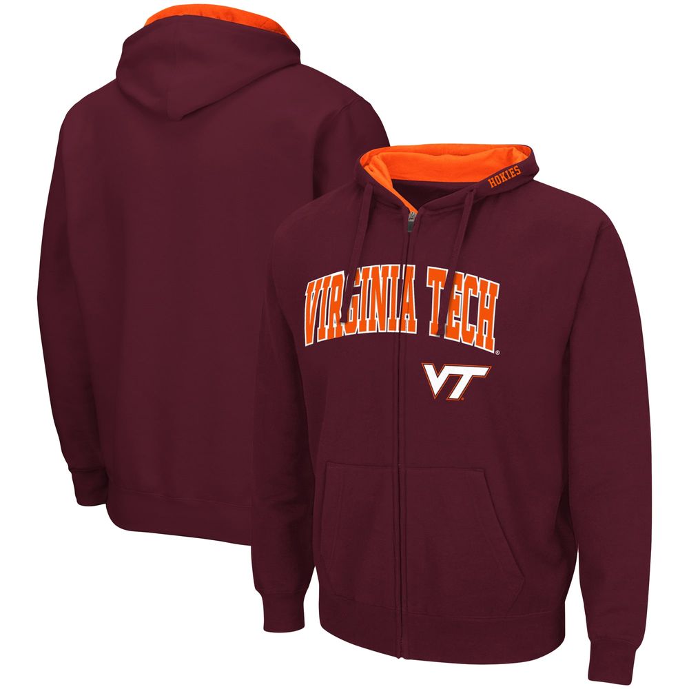 Men's Colosseum Maroon Virginia Tech Hokies Arch & Logo 3.0 Full-Zip Hoodie