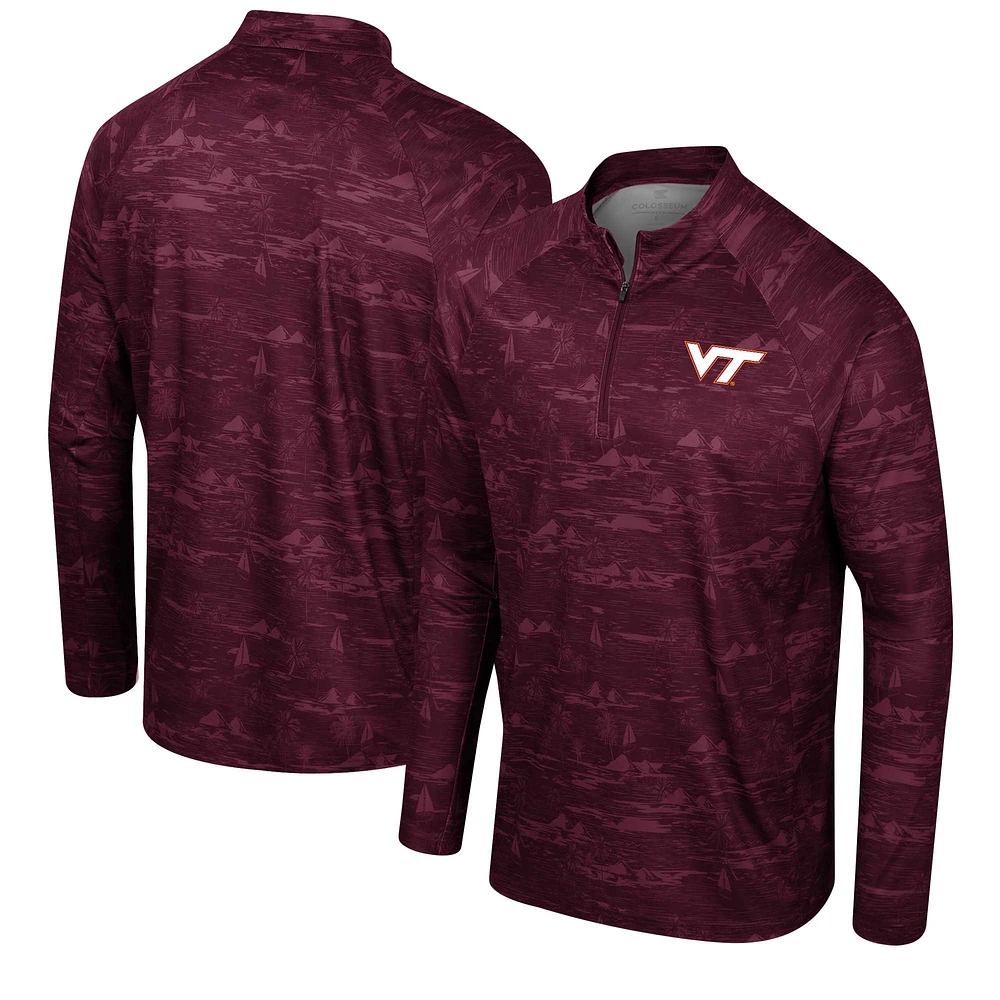 Veste à quart de zip Colosseum marron Virginia Tech Hokies Carson Raglan pour hommes