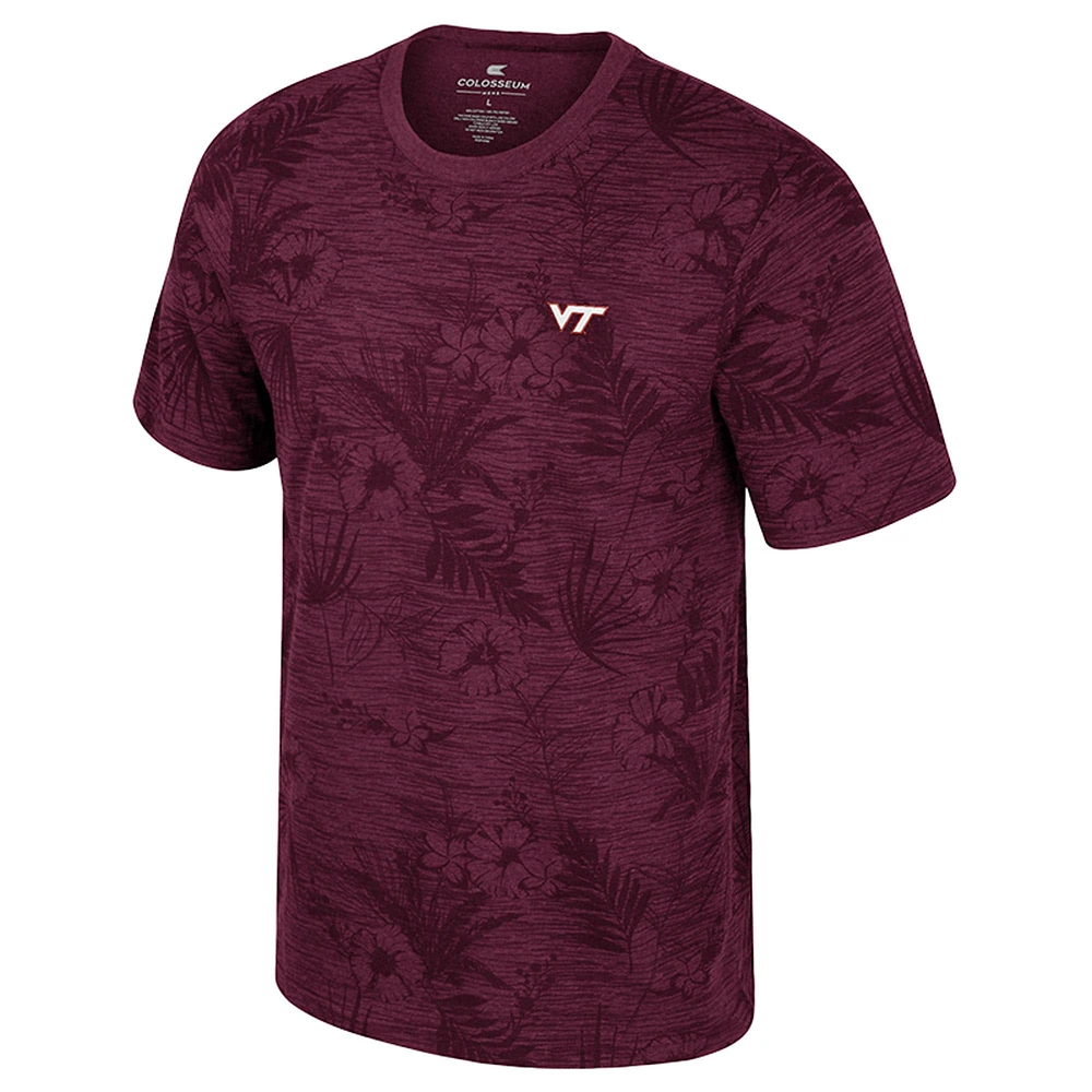 Men's Colosseum Maroon Virginia Tech Hokies Floral Printed T-Shirt