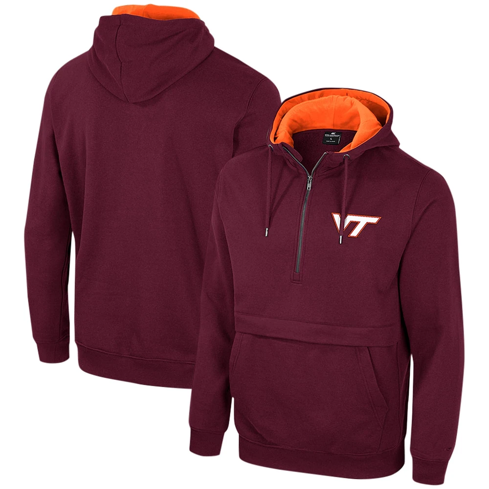 Sweat à capuche demi-zippé Colosseum marron Virginia Tech Hokies pour hommes