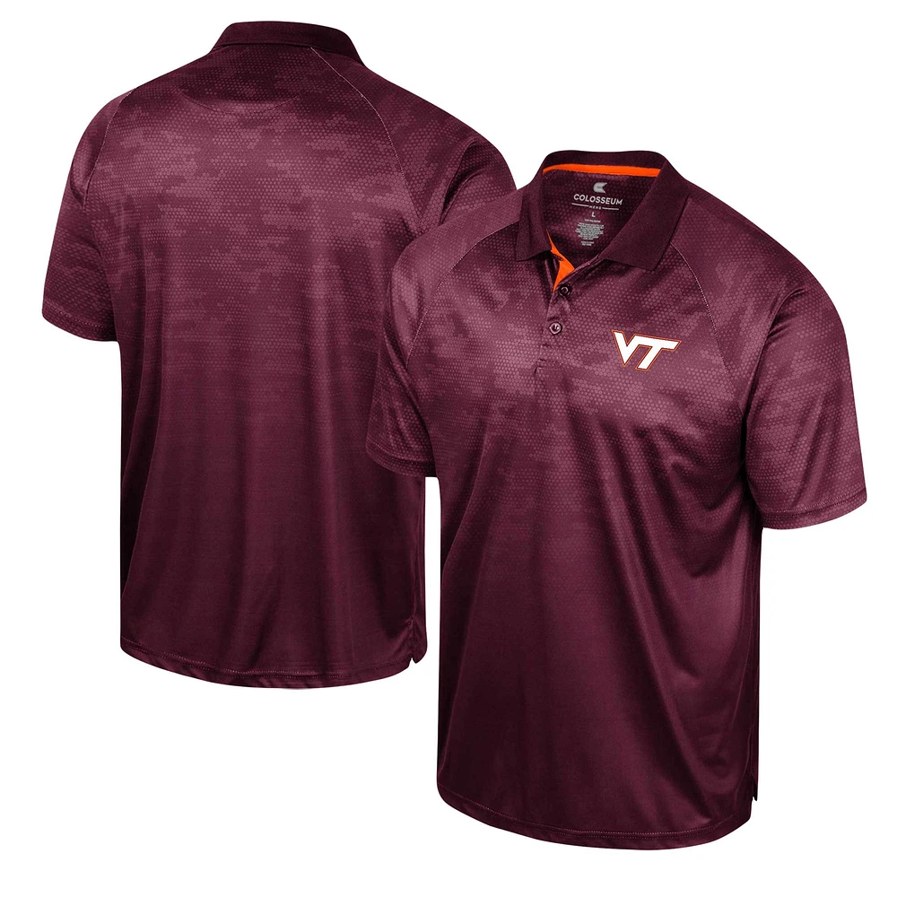 Men's Colosseum Maroon Virginia Tech Hokies Honeycomb Raglan Polo