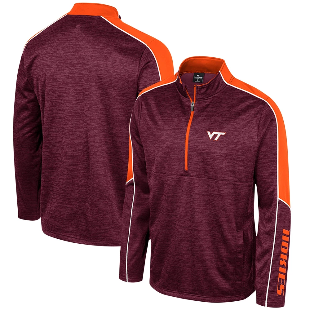 Veste à demi-zip chinée Colosseum Maroon Virginia Tech Hokies pour hommes