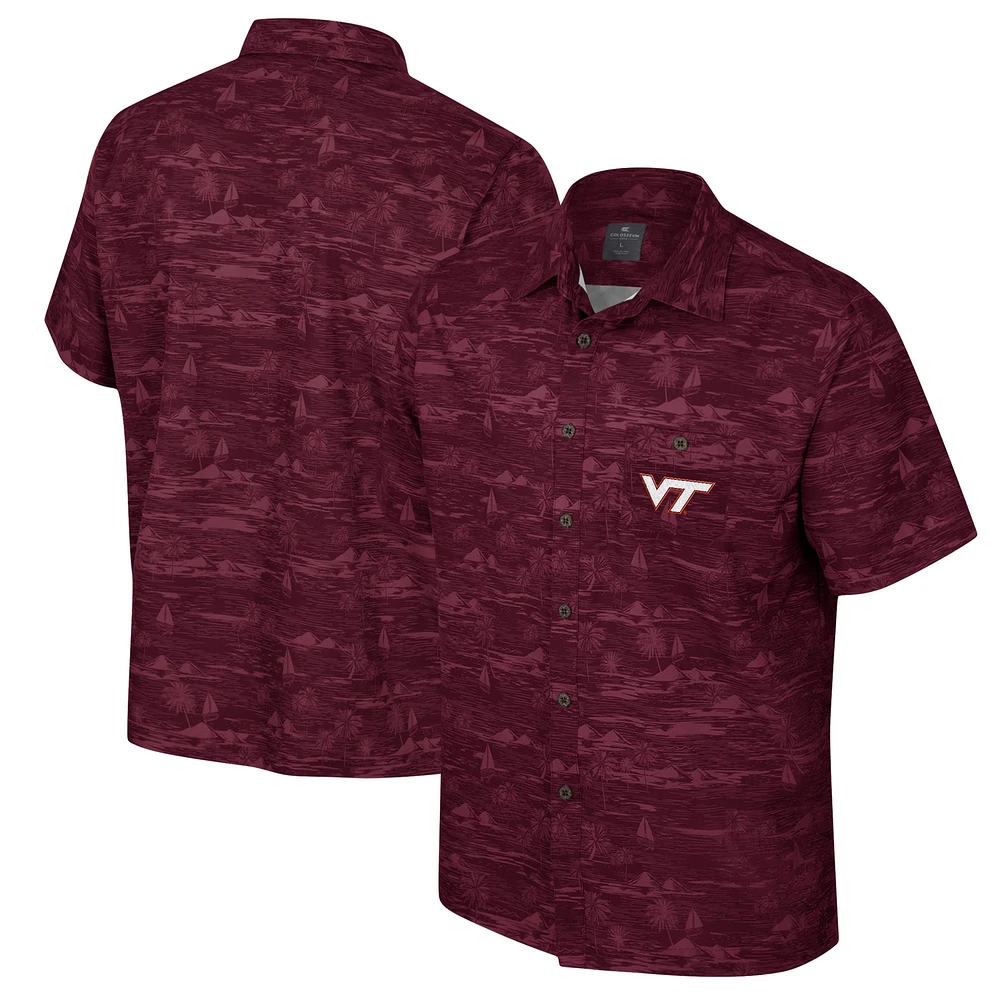 Chemise boutonnée Colosseum marron Virginia Tech Hokies Ozark pour hommes