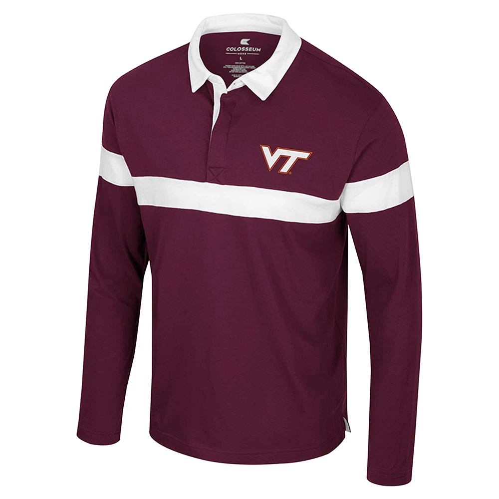 Polo à manches longues Too Cool For School pour homme Colosseum Bordeaux Virginia Tech Hokies