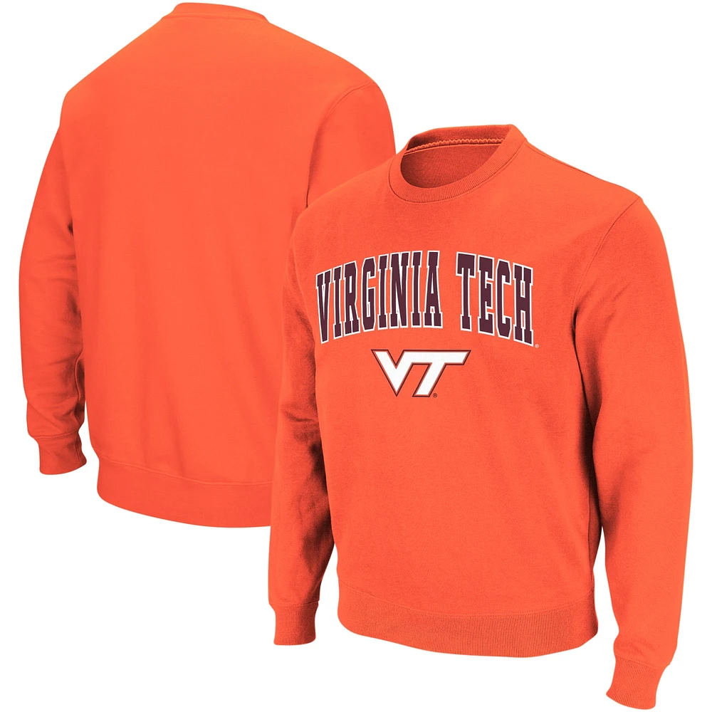 Men's Colosseum Orange Virginia Tech Hokies Arch & Logo Crew Neck Sweatshirt