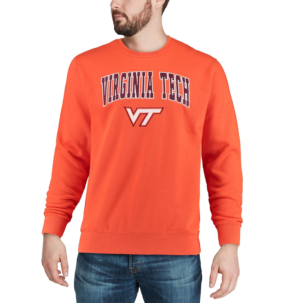 Men's Colosseum Orange Virginia Tech Hokies Arch & Logo Crew Neck Sweatshirt