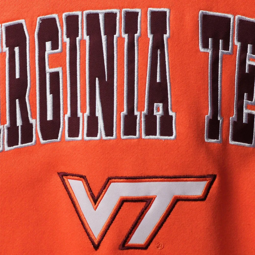 Men's Colosseum Orange Virginia Tech Hokies Arch & Logo Crew Neck Sweatshirt