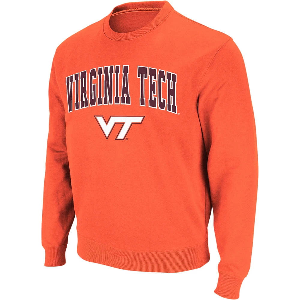 Colosseum Orange Virginia Tech Hokies Sweat-shirt à col ras du cou avec arc et logo pour homme