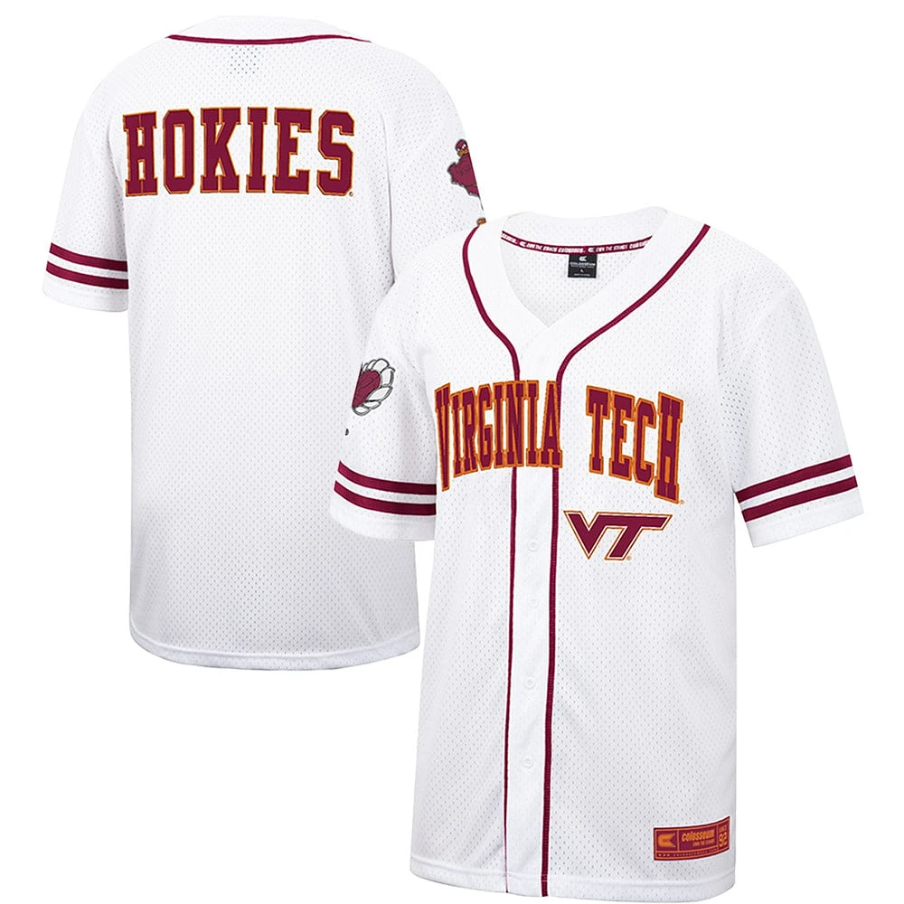 Men's Colosseum White Virginia Tech Hokies Free Spirited Mesh Button-Up Baseball Jersey