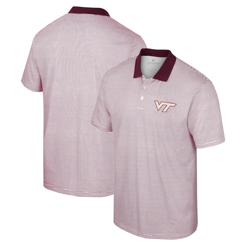 Polo à rayures Colosseum Virginia Tech Hokies pour homme, blanc