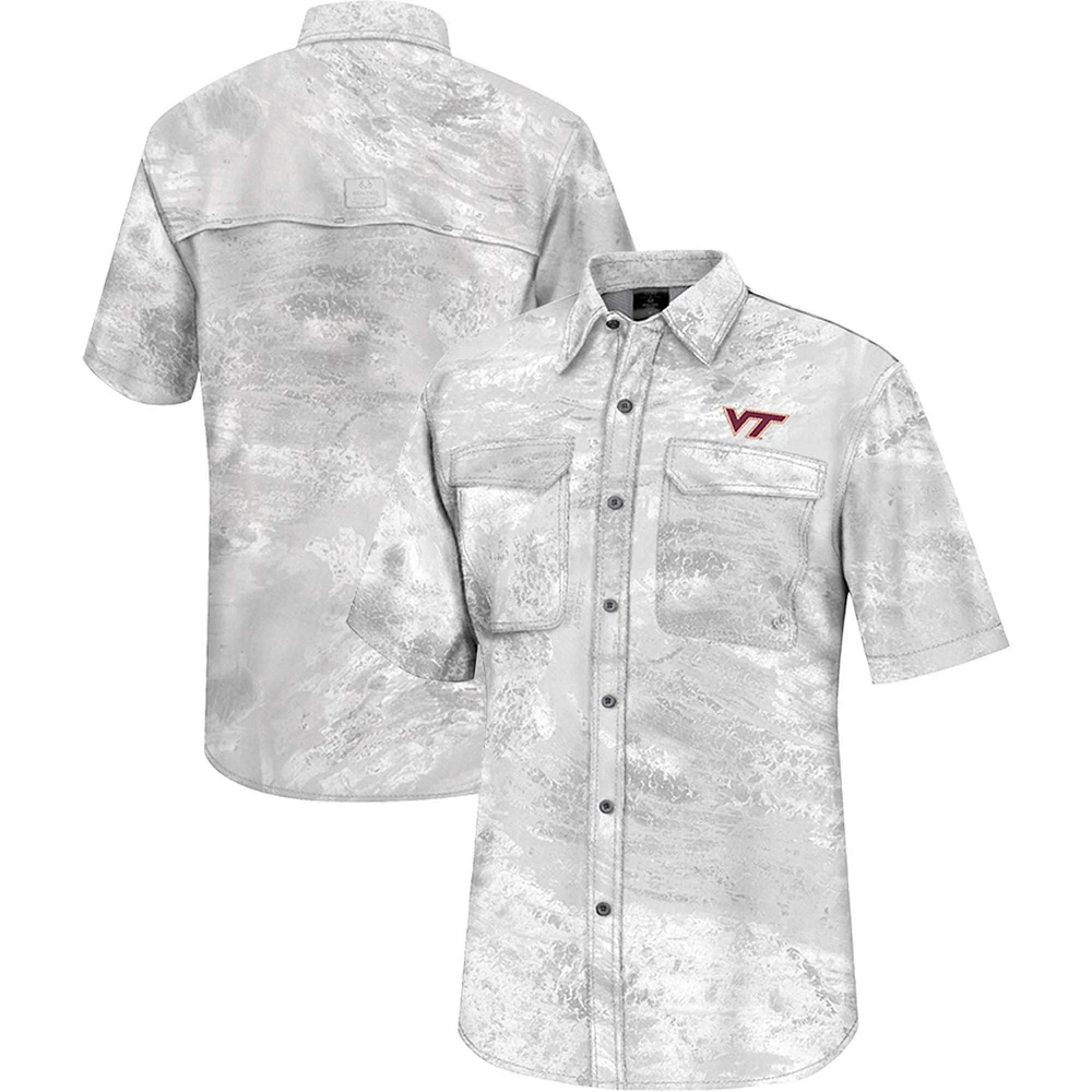 Colosseum White Virginia Tech Hokies Realtree Aspect Charter Chemise de pêche à boutons complets pour homme