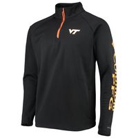 Men's Columbia Black Virginia Tech Hokies Terminal Tackle Fleece Raglan Omni-Shade Quarter-Zip Jacket