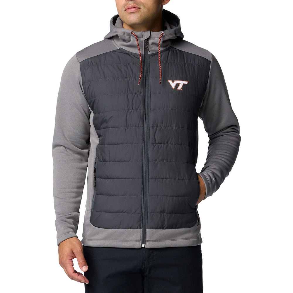 Veste à capuche hybride entièrement zippée Columbia Virginia Tech Hokies Out-Shield pour homme, gris