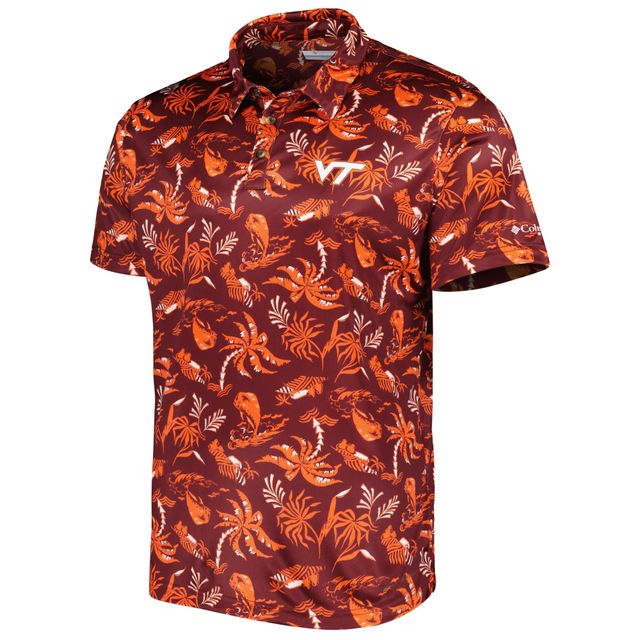 Polo Columbia Hokies Super Terminal Tackle pour homme, marron, Virginia Tech