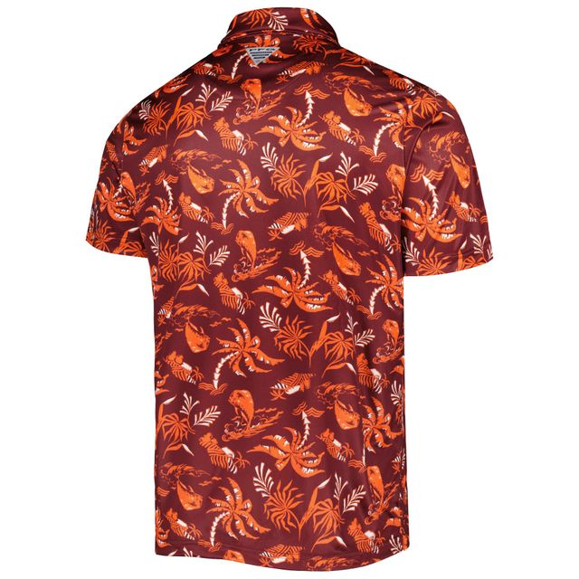 Polo Columbia Hokies Super Terminal Tackle pour homme, marron, Virginia Tech