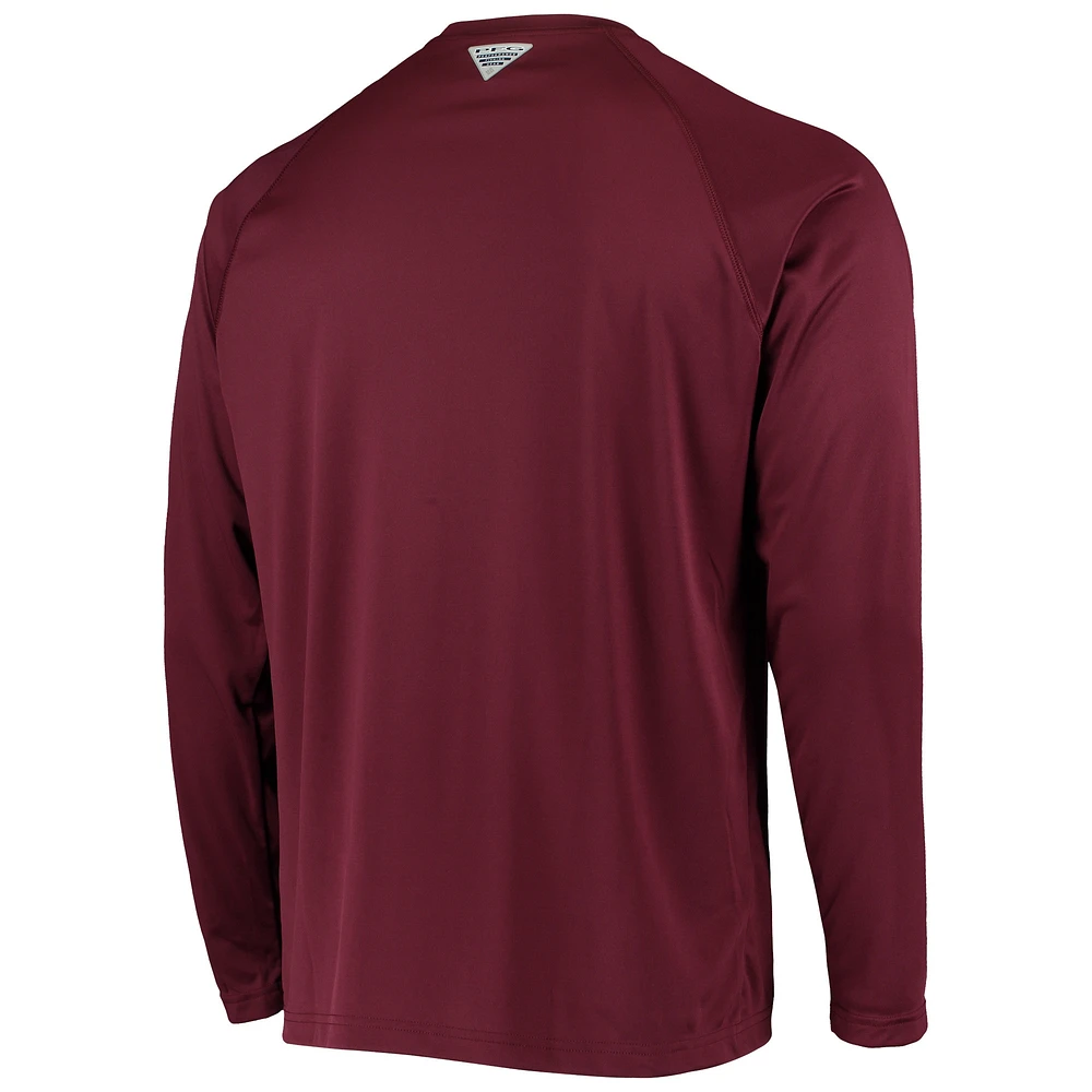 Men's Columbia Maroon Virginia Tech Hokies Terminal Tackle Omni-Shade Raglan Long Sleeve T-Shirt