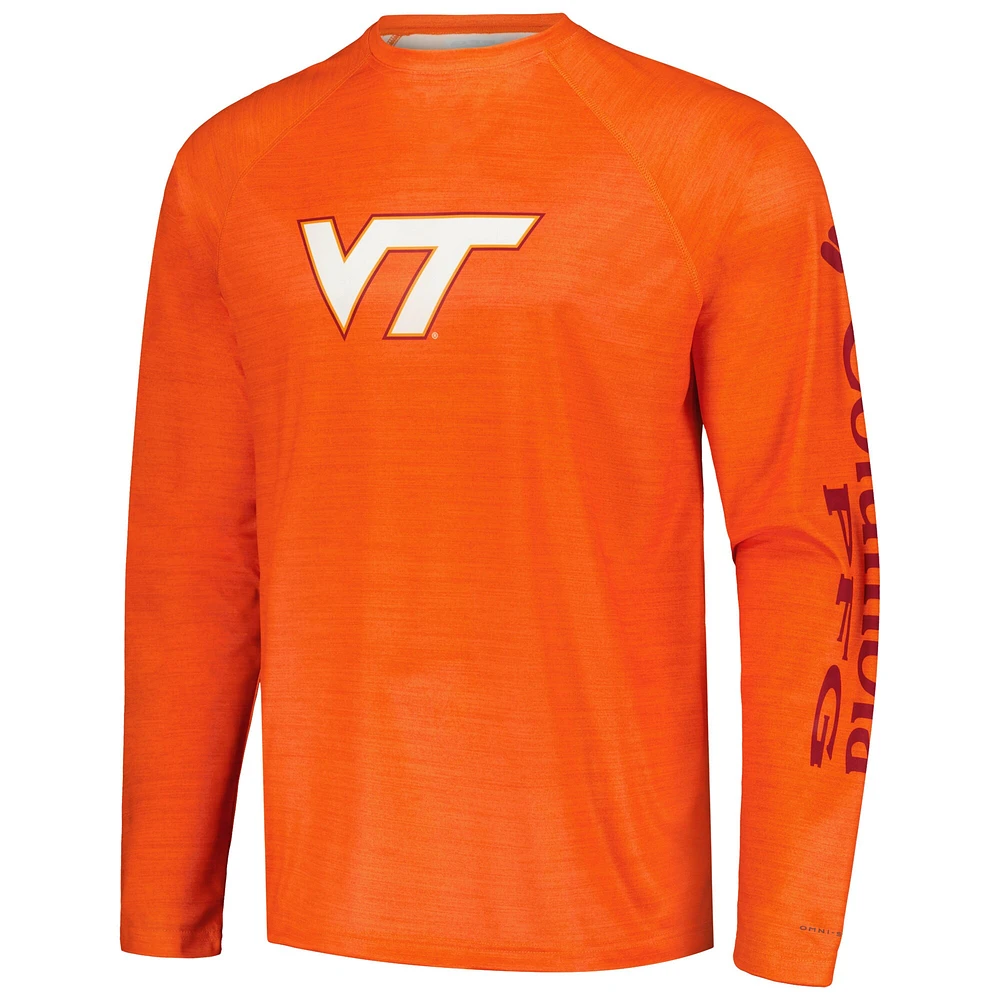 Men's Columbia  Orange Virginia Tech Hokies PFG Terminal Tackle Omni-Shade Raglan Long Sleeve T-Shirt