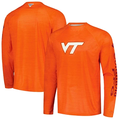 T-shirt à manches longues Columbia Orange Virginia Tech Hokies PFG Terminal Tackle Omni-Shade Raglan pour homme