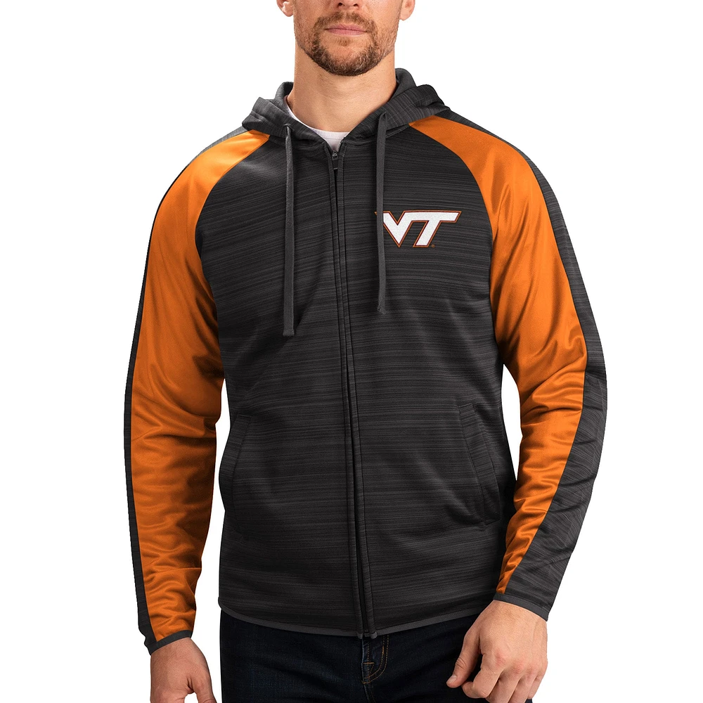 Sweat à capuche pour homme G-III Sports by Carl Banks noir Virginia Tech Hokies Neutral Zone Raglan Full-Zip Track Jacket