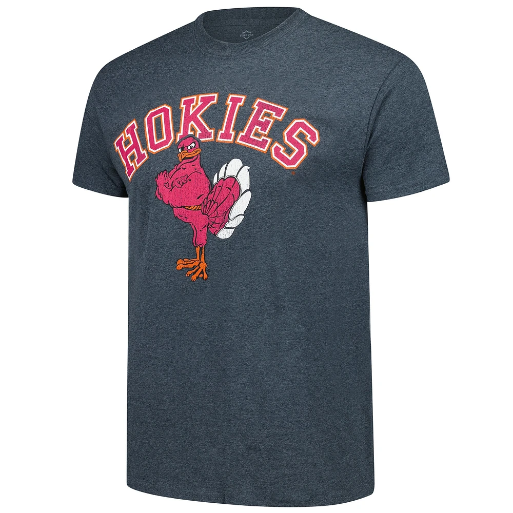 Men's Heather Charcoal Virginia Tech Hokies Basic Arch Mascot Logo T-Shirt