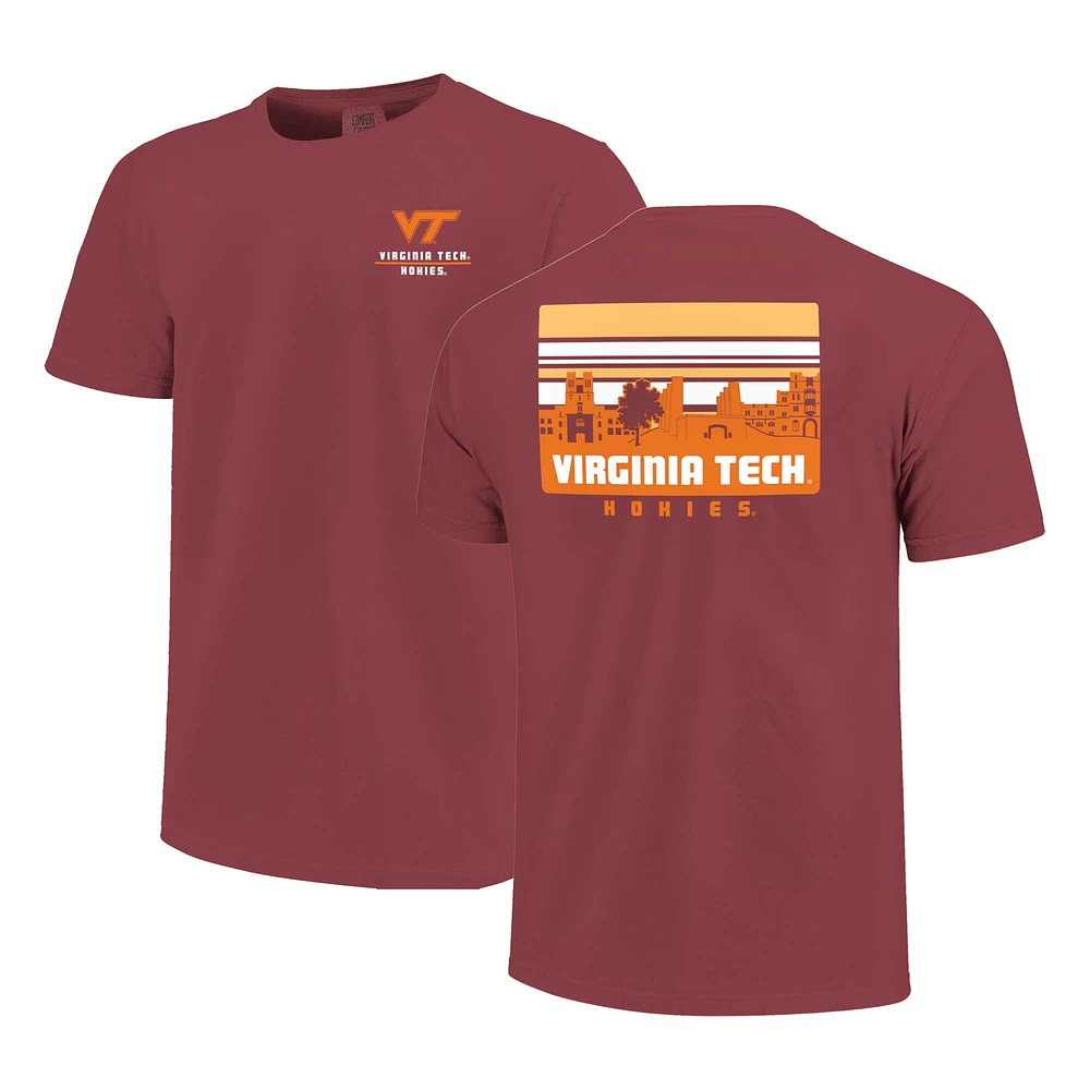 Men's Maroon Virginia Tech Hokies Striped Campus Skyline T-Shirt