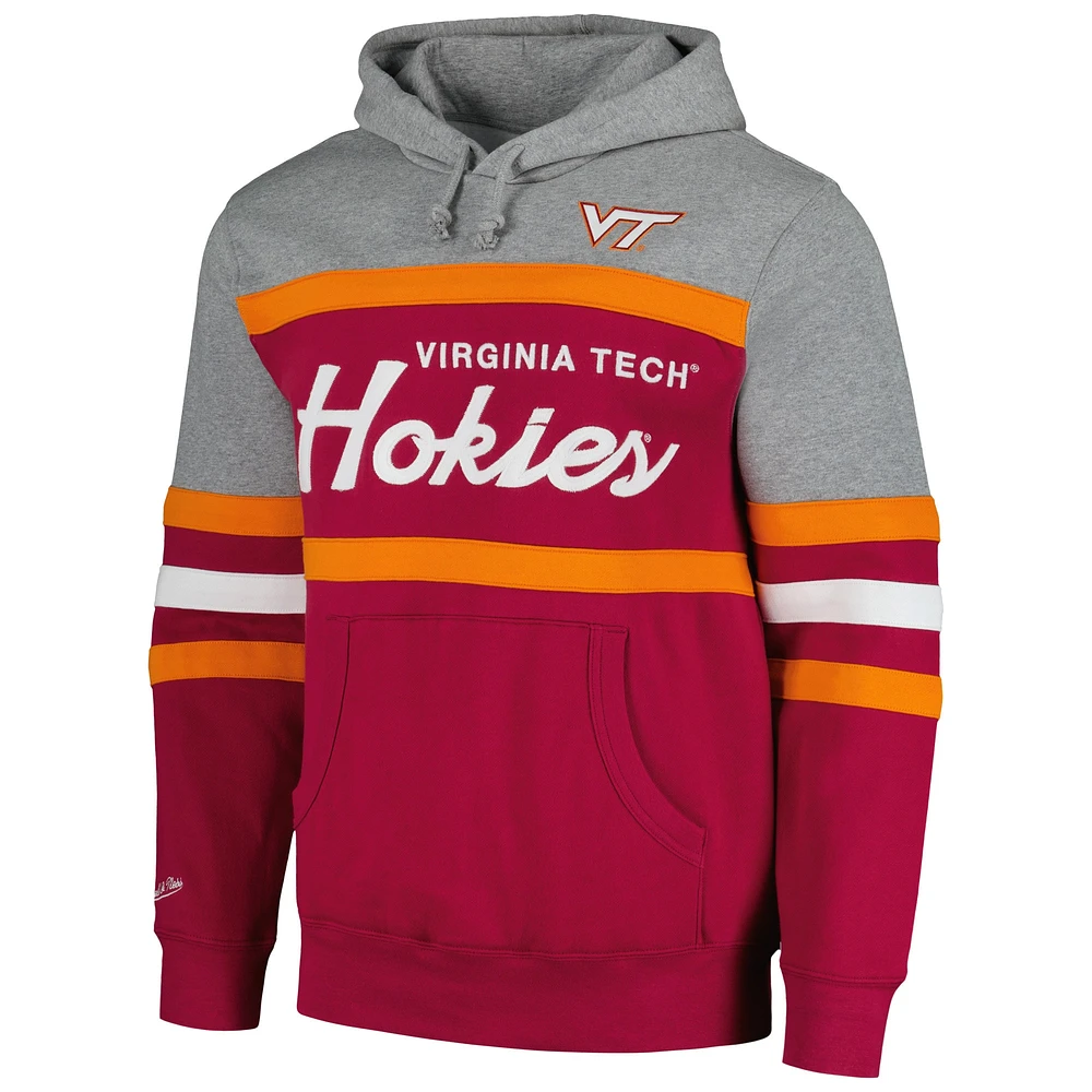 Sweat à capuche Mitchell & Ness marron Virginia Tech Hokies Head Coach pour hommes