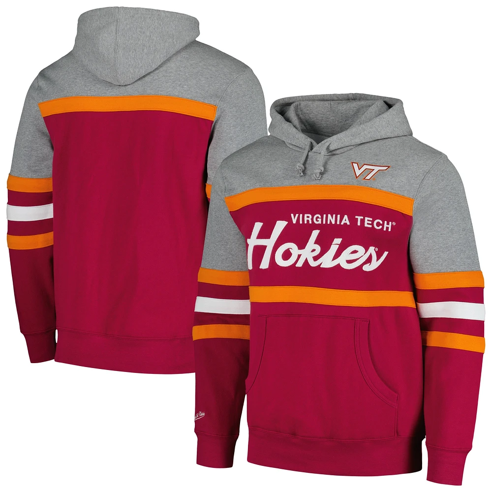 Sweat à capuche Mitchell & Ness marron Virginia Tech Hokies Head Coach pour hommes