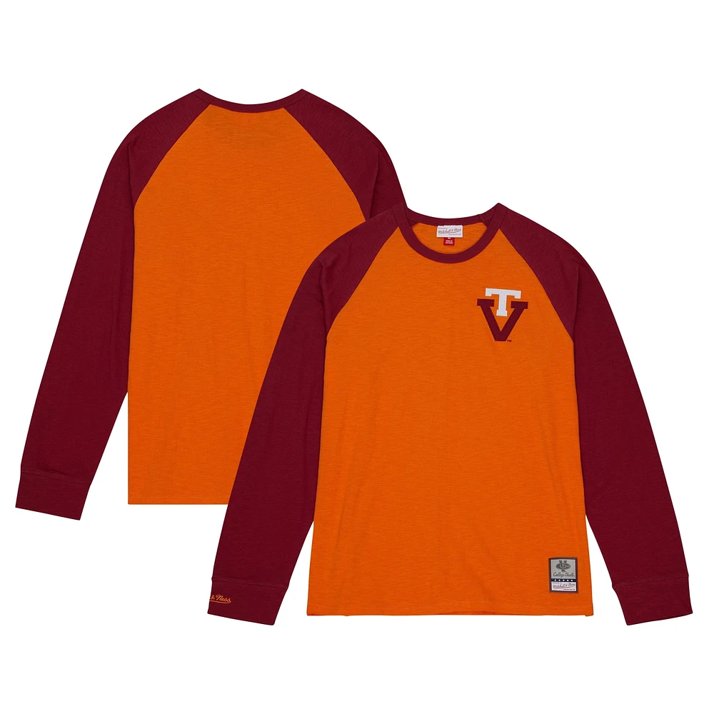 T-shirt orange à manches longues Mitchell & Ness Virginia Tech Hokies Legendary Slub Raglan pour hommes