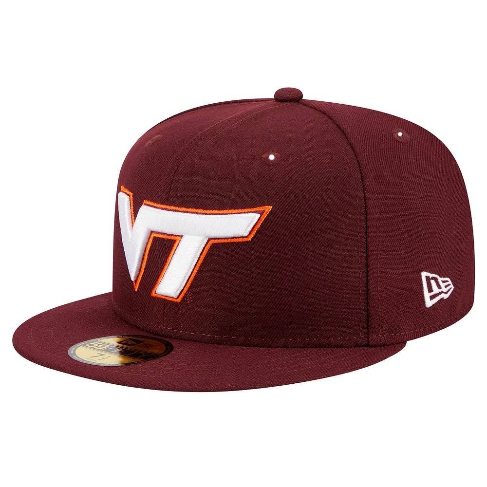 Casquette ajustée 59FIFTY Virginia Tech Hokies de New Era pour homme, bordeaux