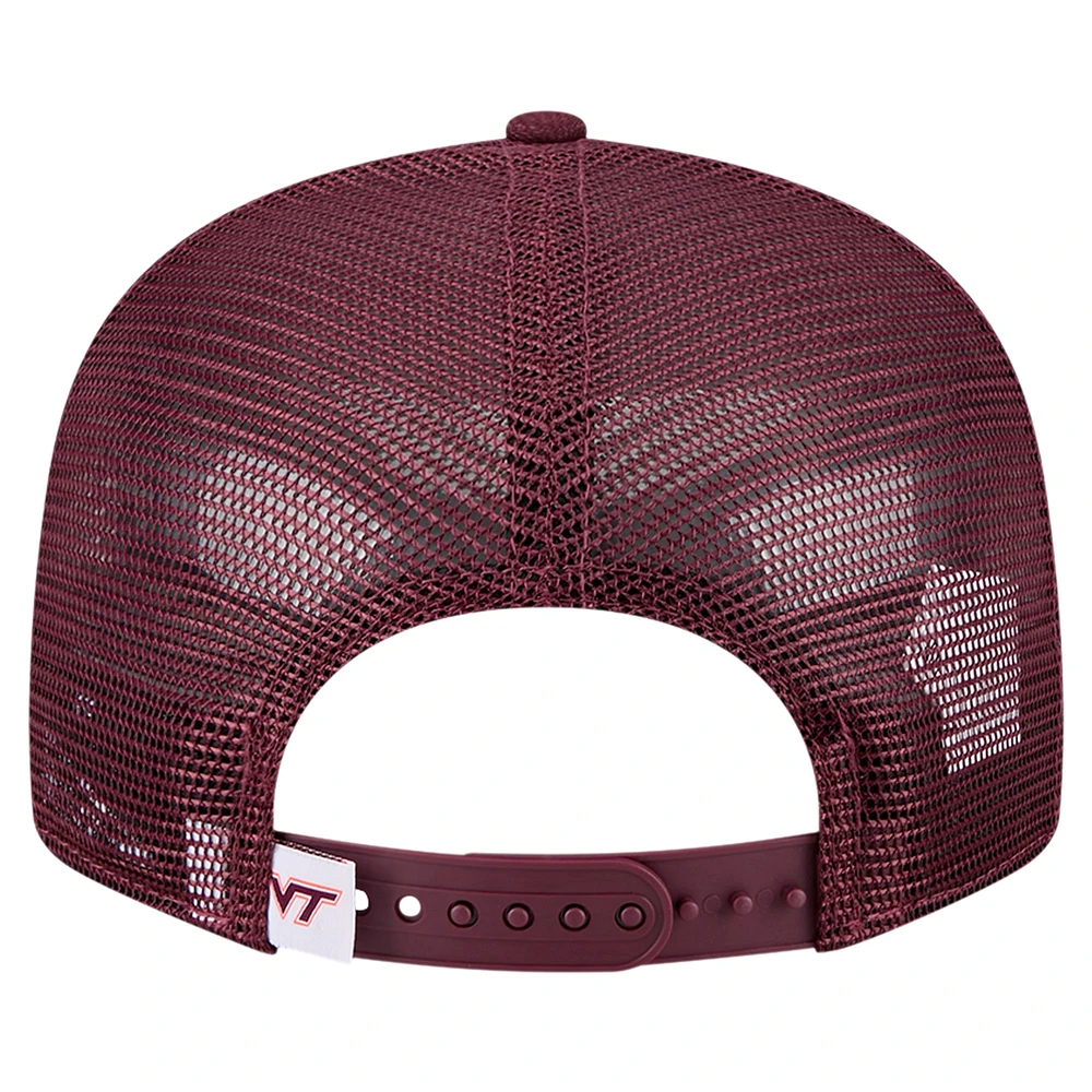 Casquette snapback 9FIFTY Trucker de Virginia Tech Hokies de New Era pour homme, marron