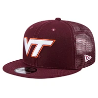 Casquette snapback 9FIFTY Trucker de Virginia Tech Hokies de New Era pour homme, marron