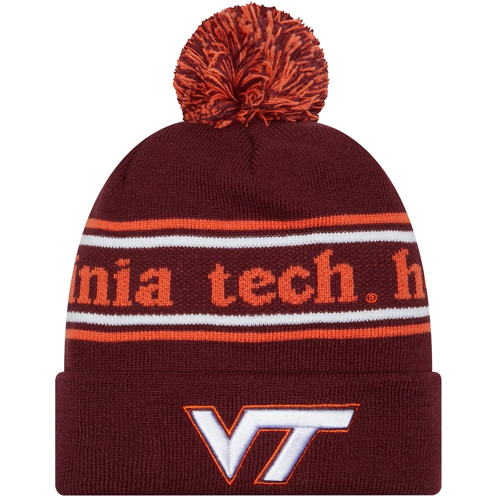 Bonnet en tricot à revers et pompon New Era Virginia Tech Hokies Marquee pour hommes