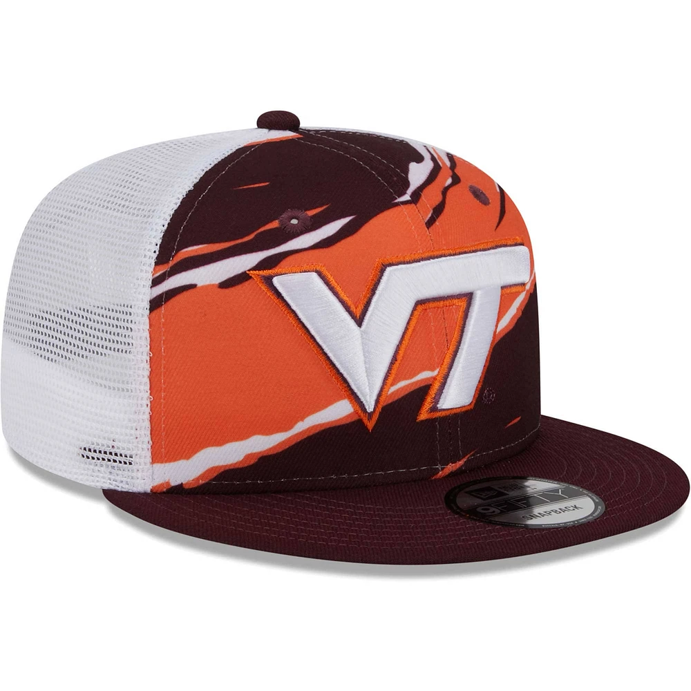 Casquette Snapback 9FIFTY Snapback Virginia Tech Hokies Tear Trucker New Era pour hommes