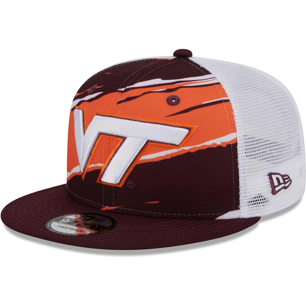 Casquette Snapback 9FIFTY Snapback Virginia Tech Hokies Tear Trucker New Era pour hommes