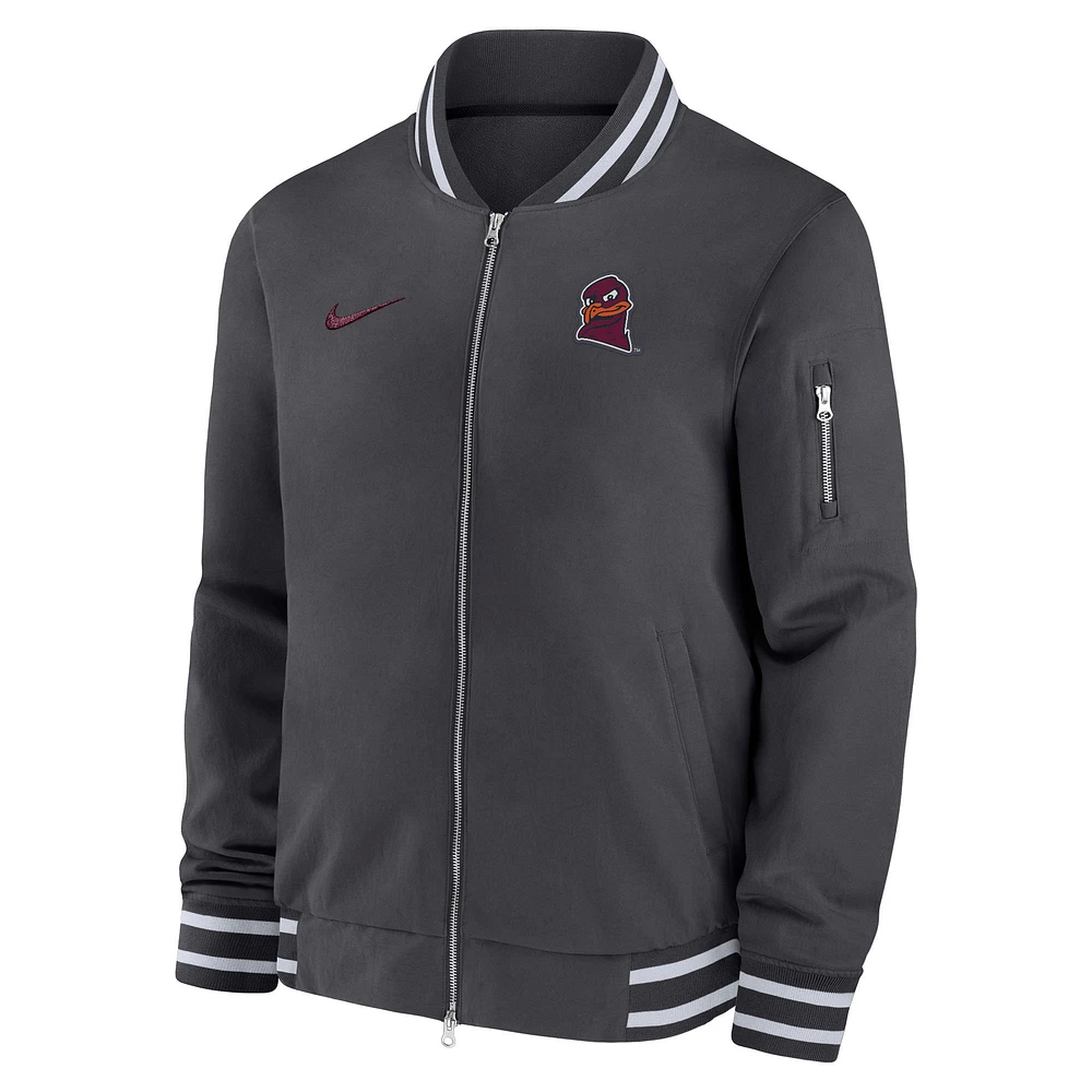 Men's Nike  Anthracite Virginia Tech Hokies Full-Zip Bomber Jacket