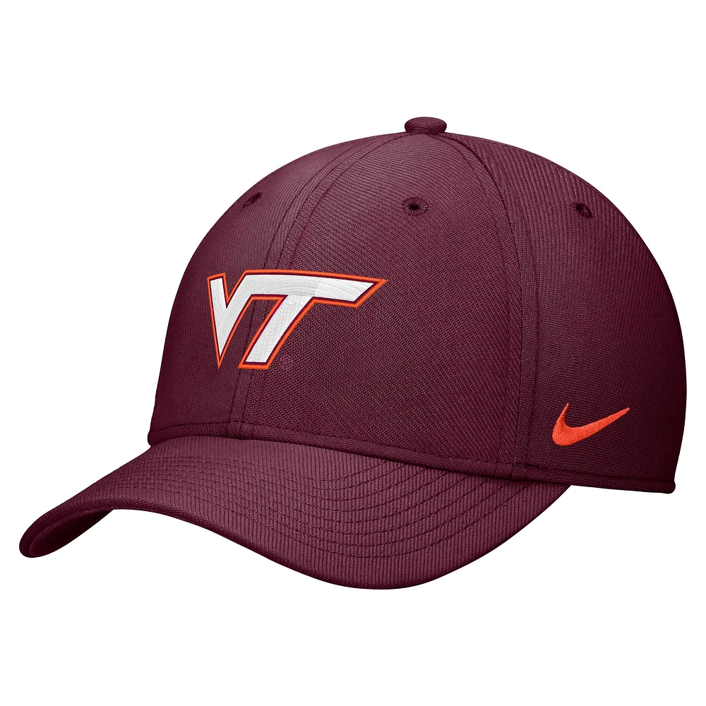 Casquette Nike Garnet Virginia Tech Hokies 2024 Sideline Rise Swoosh Flex pour homme