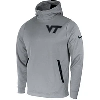 Men's Nike Gray Virginia Tech Hokies 2-Hit Performance Pullover Hoodie