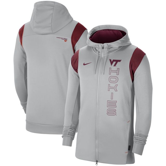 Sweat à capuche entièrement zippé Nike Virginia Tech Hokies 2021 Sideline Performance pour homme, gris