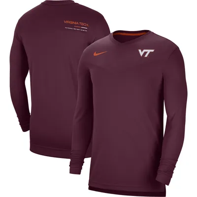 Virginia Tech Hokies Nike 2022 Coach Performance Long Sleeve V-Neck T-Shirt - Maroon