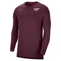 T-shirt à col en V manches longues Nike Virginia Tech Hokies 2022 Coach Performance pour homme