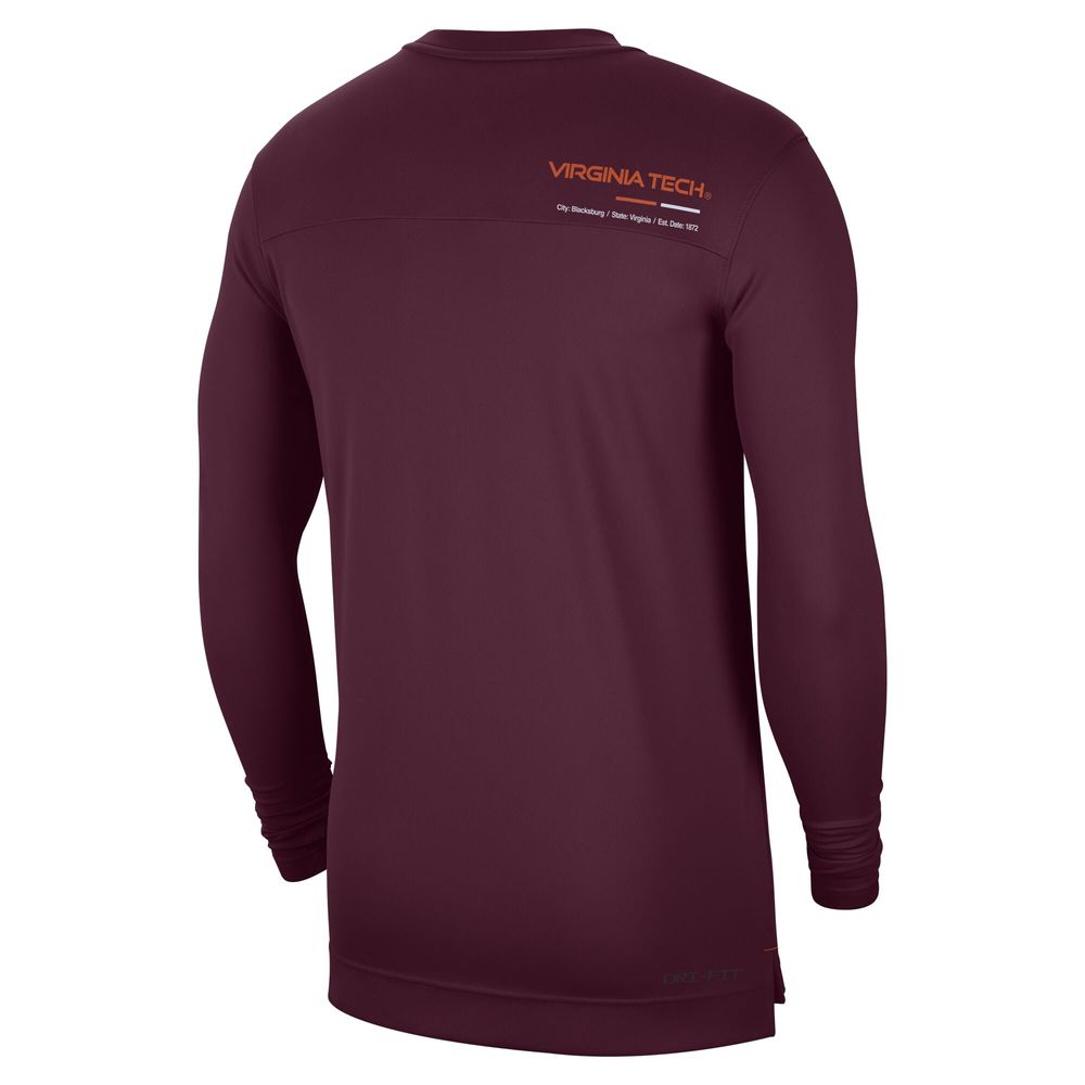 Men's Nike Maroon Virginia Tech Hokies 2022 Coach Performance Long Sleeve V-Neck T-Shirt