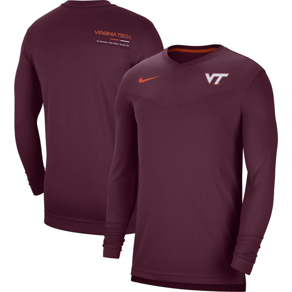 Men's Nike Maroon Virginia Tech Hokies 2022 Coach Performance Long Sleeve V-Neck T-Shirt